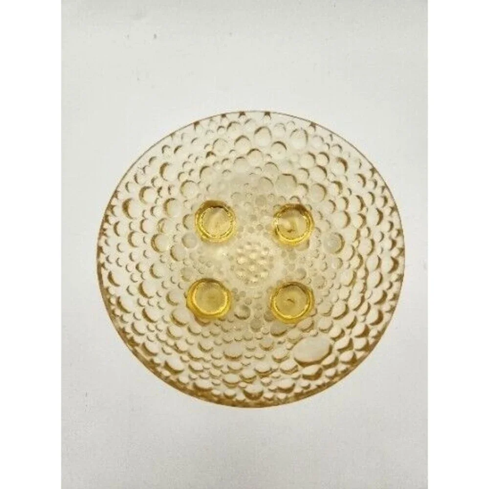 Vintage Bubble Pattern Amber‎ Yellow Footed Berry Candy Dish Bowl